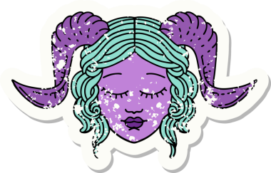 Bir insan tarafından çizilmiş bir karakter yüzünün grunge çıkartması