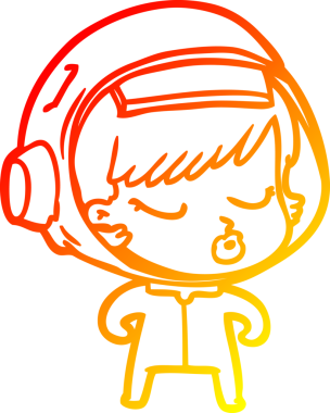 Bir insan tarafından çizilmiş güzel astronot bir kızın sıcak çizgi çizimi