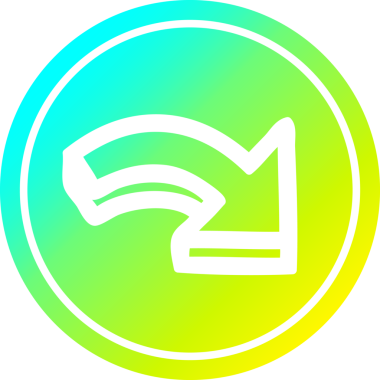 Bir insan tarafından çizilmiş havalı eğimli ok dairesel simgesi yönü