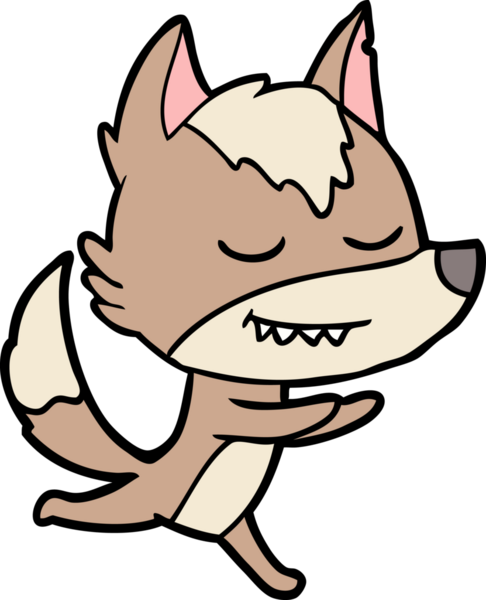 Bir insan tarafından çizilmiş dost canlısı çizgi film kurdu.