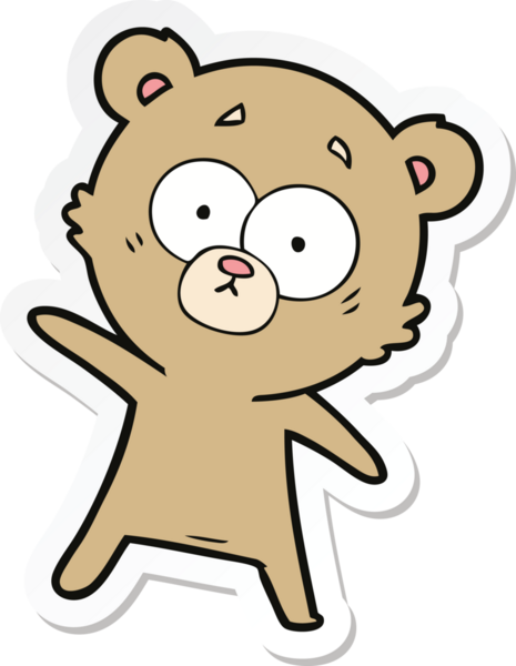 Bir insan tarafından çizilmiş şaşırmış bir ayı çizgi filminin çıkartması.