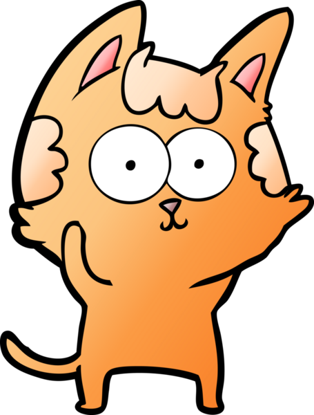 Bir insan tarafından çizilmiş mutlu çizgi film kedisi.