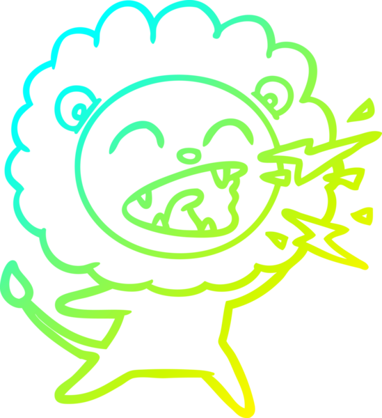 Bir insan tarafından çizilen kükreyen aslanın soğuk çizgi çizimi.