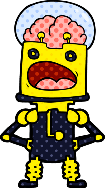 Bir insan tarafından çizilmiş çizgi film robotu