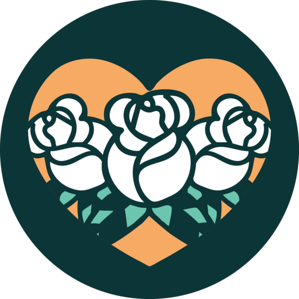 Bir insan tarafından çizilmiş kalp ve çiçeklerin ikonik dövme şekli