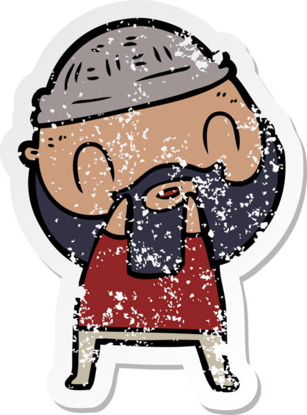 Bir insan tarafından çizilmiş sakallı bir adamın sıkıntılı çıkartması.