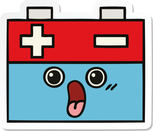 Bir insan tarafından çizilmiş şirin bir araba aküsünün çıkartması.