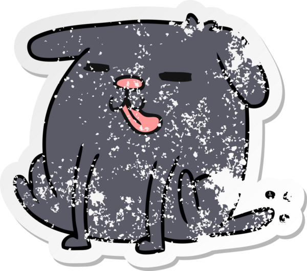 Bir insan tarafından çizilmiş şirin bir köpeğin depresif bir çizgi film çizimi.