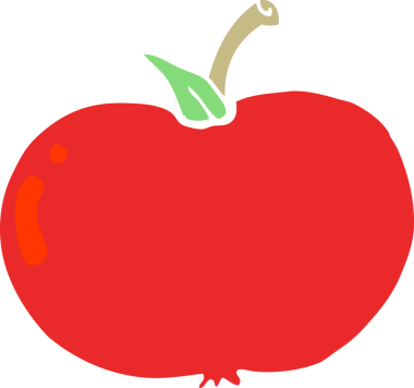 Bir insan tarafından çizilmiş düz renk çizgi film elması