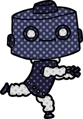 Bir insan tarafından çizilmiş çizgi film robotu