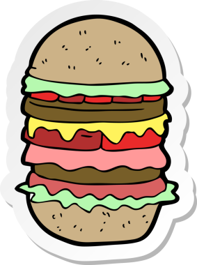 Bir insan tarafından çizilmiş inanılmaz bir hamburger çıkartması.