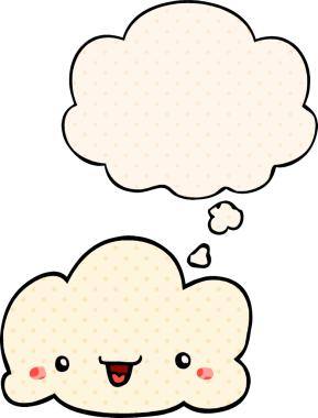 Çizgi roman tarzında bir insan tarafından çizilmiş düşünce baloncuğu olan çizgi film bulutu