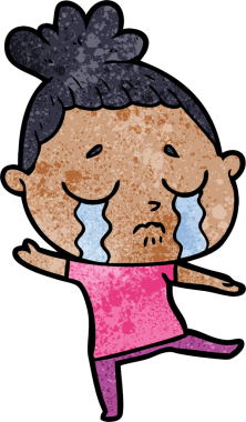 Bir insan tarafından çizilmiş ağlayan kadın çizgi filmi.