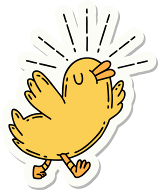 Bir insan tarafından çizilmiş dövme stili mutlu bir kuş.