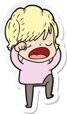 Bir insan tarafından çizilmiş bir karikatür kadının çıkartması.