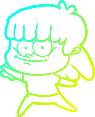 Bir insan tarafından çizilmiş gülümseyen bir karikatür çizimi