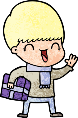 Bir insan tarafından çizilmiş mutlu çizgi film çocuğu.