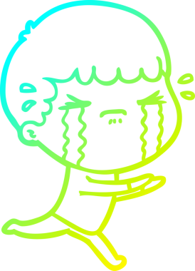 Bir insan tarafından çizilmiş ağlayan bir çizgi film karakteri çizimi.