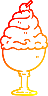 Bir insan tarafından çizilmiş çizgi film dondurmasının sıcak çizgi çizimi