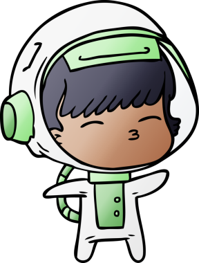 Bir insan tarafından çizilmiş meraklı astronot çizgi filmi.