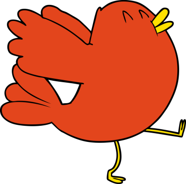 Bir insan tarafından çizilmiş çizgi film kuşu.