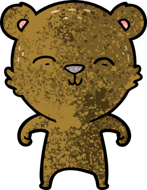 Bir insan tarafından çizilmiş mutlu çizgi film ayısı.