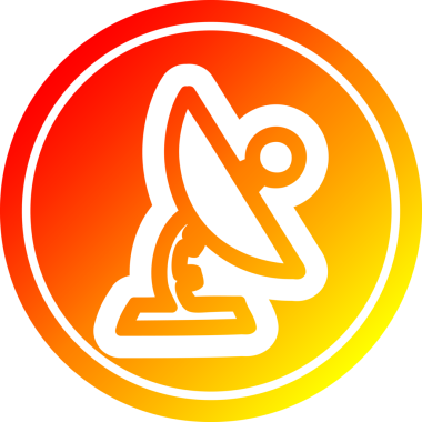 Bir insan tarafından çizilmiş sıcak gradyan bitişli uydu çanağı dairesel simgesi