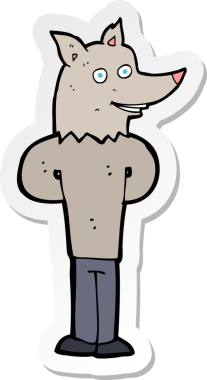 Bir insan tarafından çizilmiş bir kurt adamın çıkartması.