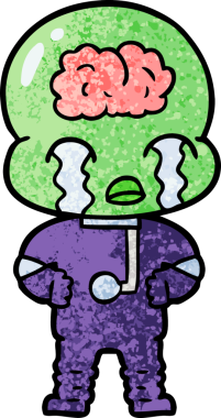 Bir insan tarafından çizilmiş koca beyinli bir uzaylı ağlaması.