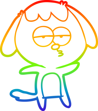 gökkuşağı gradyan çizgi çizimi bir insan tarafından çizilmiş sıkılmış bir köpek