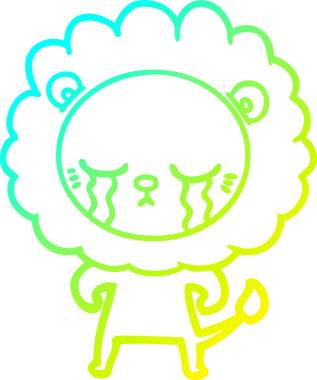 Bir insan tarafından çizilmiş ağlayan bir aslanın soğuk gradyan çizgisi.