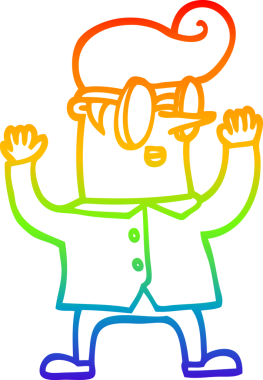 Gökkuşağı gradyan çizgi çizimi bir insan tarafından çizilmiş inek bir çizgi film.