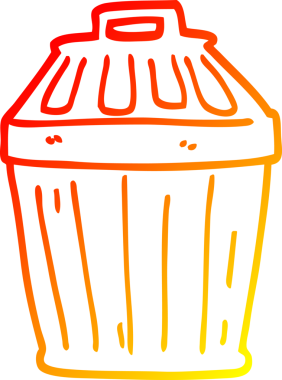 Bir insan tarafından çizilmiş bir çizgi film çöp kutusunun sıcak gradyan çizimi