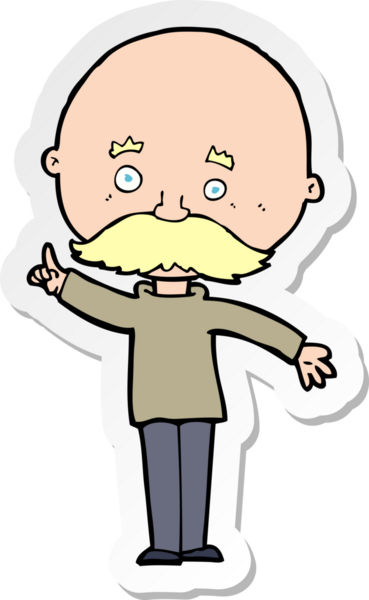 Bir insan tarafından çizilmiş, kel bir adamın çıkartması.