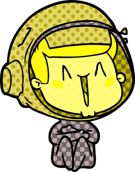 Bir insan tarafından çizilmiş mutlu astronot çizgi filmi.