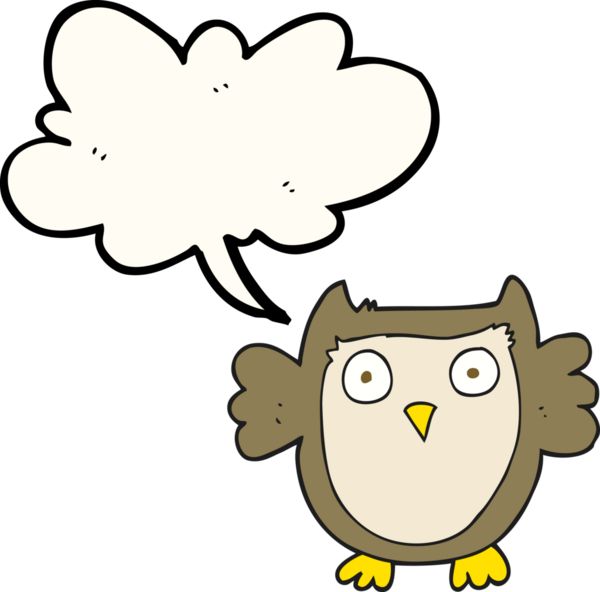 Bir insan tarafından çizilmiş serbest konuşma balonu karikatürü baykuşu