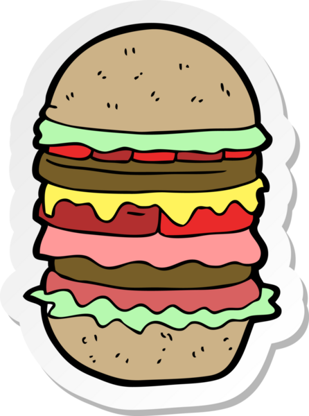 Bir insan tarafından çizilmiş inanılmaz bir hamburger çıkartması.