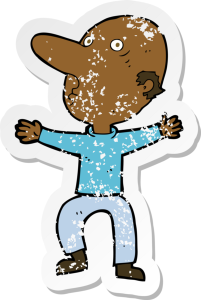 İnsan tarafından çizilmiş endişeli orta yaşlı bir adamın karikatür çıkartması.