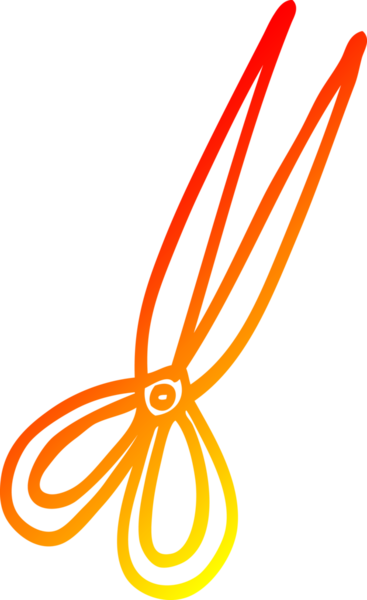 Bir insan tarafından çizilmiş açık makasın sıcak çizgi çizimi