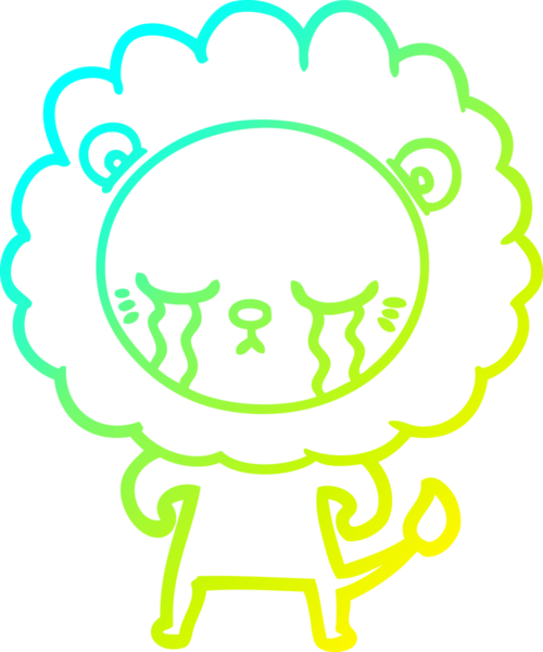 Bir insan tarafından çizilmiş ağlayan bir aslanın soğuk gradyan çizgisi.