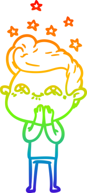 Gökkuşağı gradyanı çizimi bir insan tarafından çizilmiş heyecanlı bir çizgi film