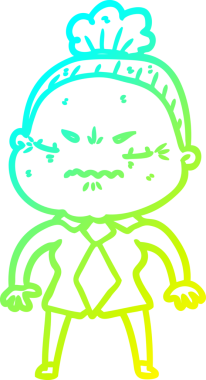 Bir çizgi film çizimi, bir insan tarafından çizilmiş yaşlı bir kadını rahatsız ediyordu.