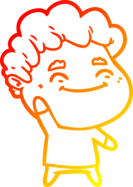 Bir insan tarafından çizilmiş, karikatür dostu bir adamın sıcak çizgi çizimi