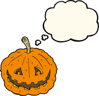 Bir insan tarafından çizilmiş düşünce baloncuğuyla sırıtan çizgi film.