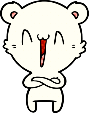 Bir insan tarafından çizilmiş mutlu kutup ayısı karikatürü