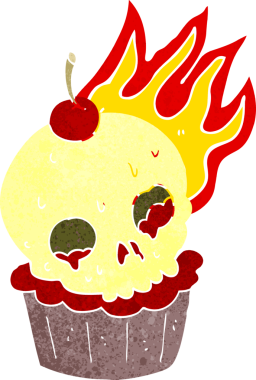 Cadılar Bayramı pastası bir insan tarafından çizilmiş.