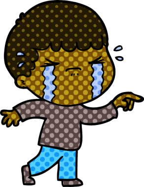 Bir insan tarafından çizilmiş ağlayan çizgi film adamı.