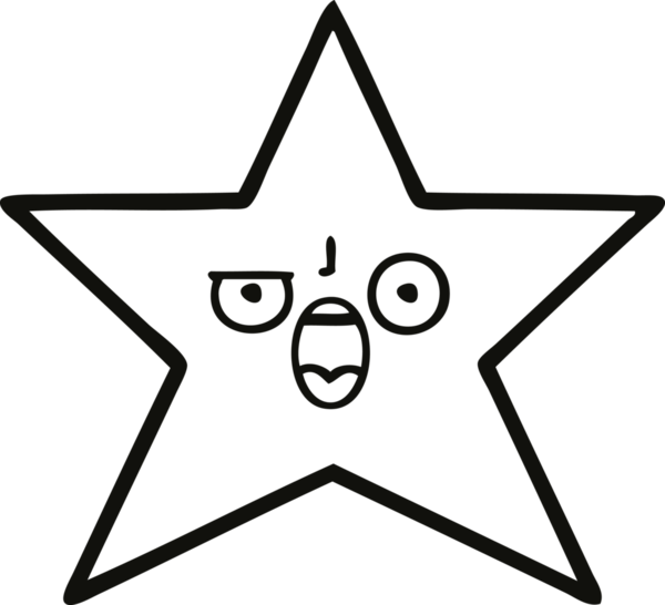 Bir insan tarafından çizilmiş altın yıldızın çizgi çizimi.