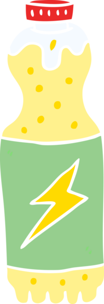 Bir insan tarafından çizilmiş düz renkli gazoz şişesi.