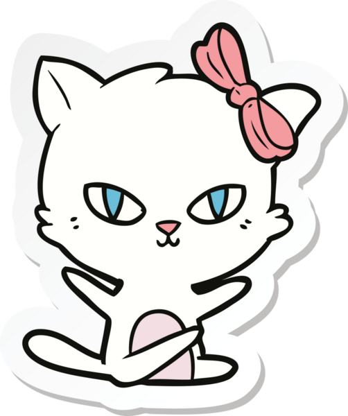 Bir insan tarafından çizilmiş şirin bir çizgi film kedisinin çıkartması.